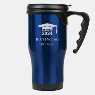 Blue Stainless Steel Travel Mug with Handle, 14oz