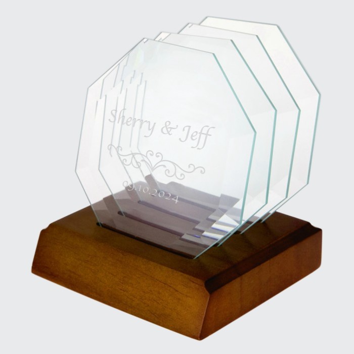 Octagon Glass Coaster- Set