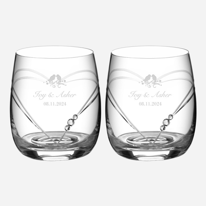 Diamante Hearts Tumbler Pair, 8.5oz