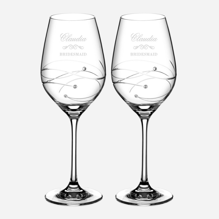 Diamante Spiral White Wine Glass Pair, 12.2oz