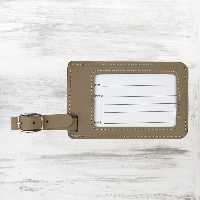 Pre-Designed Groomsman Light Brown Leatherette Luggage Tag