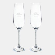 Pre-Designed Mr. & Mrs. Silver Celebration Champagne Flute Pair 