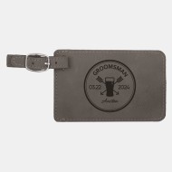 Pre-Designed Groomsman Gray Leatherette Luggage Tag