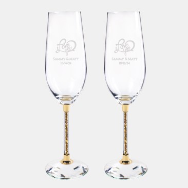 Pre-Designed I Love You Gold Celebration Champagne Flute Pair 