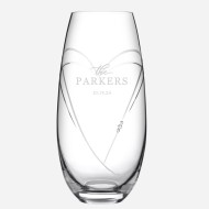 Pre-Designed Couple Diamante Hearts Barrel Vase