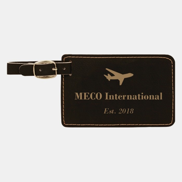 Black/Gold Leatherette Luggage Tag