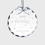 Pre-Designed Happy Holidays Gem-Cut Circle Ornament