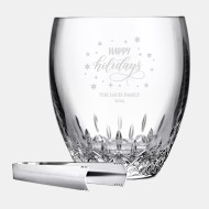 Pre-Designed Happy Holidays Waterford Lismore Essence Ice Bucket With Tongs