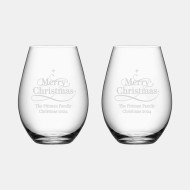 Pre-Designed Merry Christmas Orrefors More Tumbler Glass Pair, 13oz