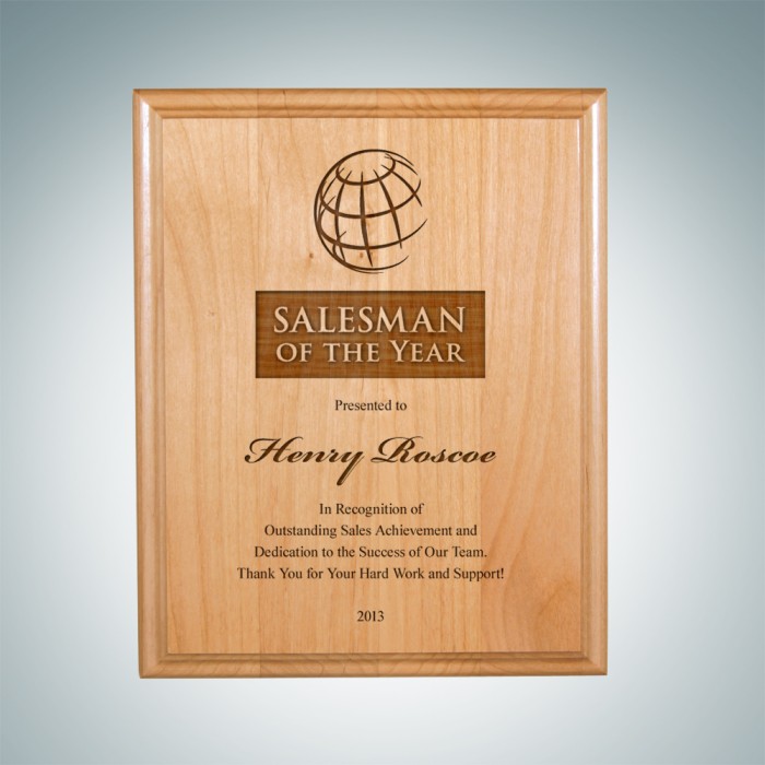 Occasion Genuine Red Alder Wood Plaque Award